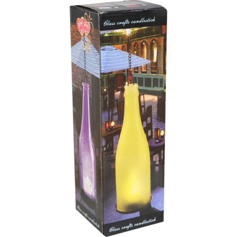 Żółta butelka na świeczkę z łańcuszkiem