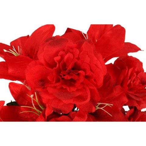 BUKIE 12 RÓŻ I LILII W KOLORZE CZERWONYM O WYSOKOŚCI 56 CM