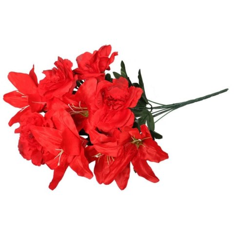 BUKIE 12 RÓŻ I LILII W KOLORZE CZERWONYM O WYSOKOŚCI 56 CM
