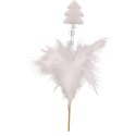 Biała Choinka Ozdobna z Piórek - Pik 15 cm