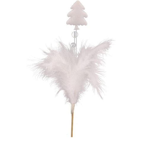 Biała Choinka Ozdobna z Piórek - Pik 15 cm
