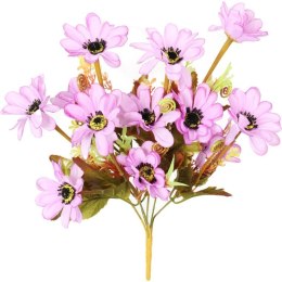 Bukiecik 12 margaretek w kolorze wrzosowym z dodatkami