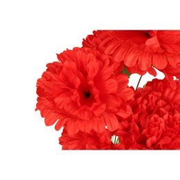 Bukiet 10 Sztucznych Chryzantem w Kolorze Czerwonym z Dodatkiem Trawy - Dekoracja na Wszystkich Świętych