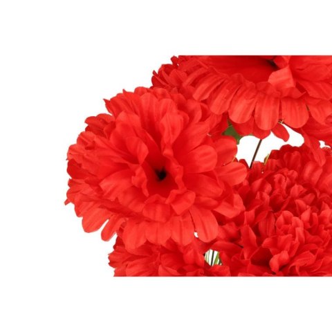 Bukiet 10 Sztucznych Chryzantem w Kolorze Czerwonym z Dodatkiem Trawy - Dekoracja na Wszystkich Świętych
