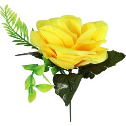 Bukiet sztucznych kwiatów mix róży i chryzantemy w kolorze pomarańczowo-żółtym 50 cm