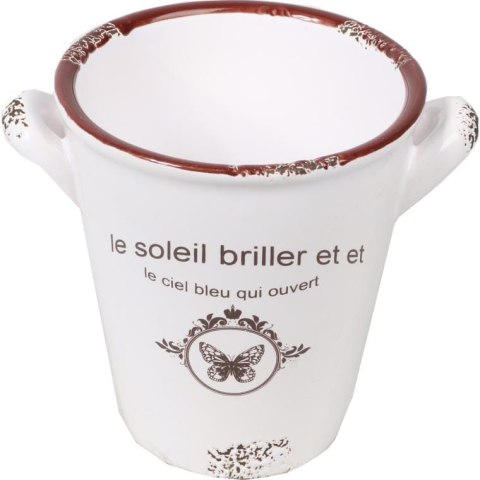 Ceramiczna Osłonka Vintage w Stylu Emaliowanego Kubka, Kolor Kremowy, 10,5 cm