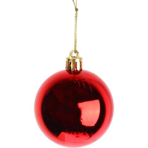 Czerwone Bombki Bożonarodzeniowe - Komplet 10 Sztuk w Tubie, Plastikowe z Brokatem, Matowe i z Połyskiem