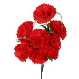 Czerwony Bukiet Sztucznych Goździków z Wąsami - 9 Sztuk, Długość 40 cm