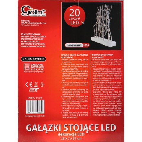 Dekoracja - gałązki z lampkami LED 28 cm