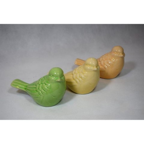 Dekoracyjna figurka ceramiczna - Ptak w kolorze zielonym, postarzany