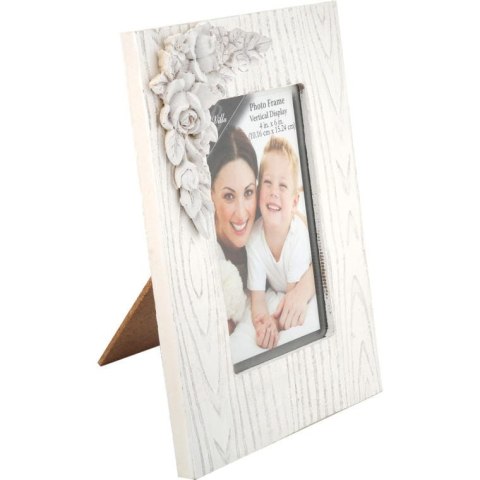 Drewniana kwadratowa ramka na zdjęcia z wypukłym dekorem 15x19 cm