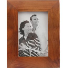 Drewniana stojąca falowana ramka na zdjęcie w kolorze brązowym 14 x 17,7 cm