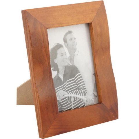 Drewniana stojąca falowana ramka na zdjęcie w kolorze brązowym 14 x 17,7 cm