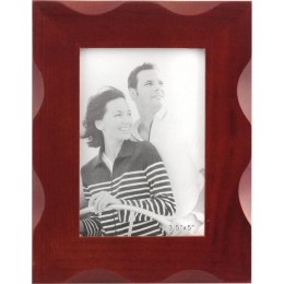 Drewniana stojąca żłobiona ramka na zdjęcie w kolorze brązowym 18x14 cm
