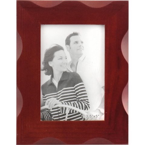 Drewniana stojąca żłobiona ramka na zdjęcie w kolorze brązowym 18x14 cm