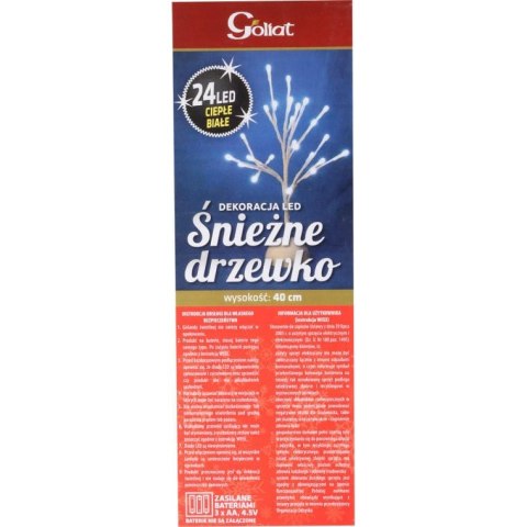 Drzewko bonsai z elastycznymi gałązkami i LED, białe, 40 cm, zasilane bateriami.