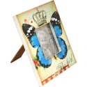Elegancka Stojąca Ramka na Zdjęcie z Motywem Motyla, Kolor Kremowy, Rozmiar 14,5x14,5 cm