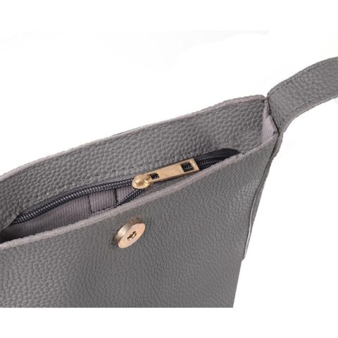 Elegancka Torebka Wieczorowa Ciemno Szara z Frędzelkami i Złotymi Akcentami