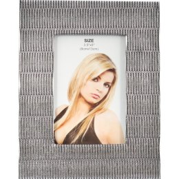 Elegancka stojąca ramka na zdjęcie z metalicznym zdobieniem i wykończeniem z czarnej tkaniny 15 x 19 cm