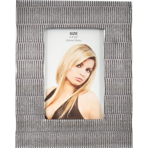 Elegancka stojąca ramka na zdjęcie z metalicznym zdobieniem i wykończeniem z czarnej tkaniny 15 x 19 cm