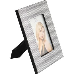 Elegancka stojąca ramka na zdjęcie z metalicznym zdobieniem i wykończeniem z czarnej tkaniny 15 x 19 cm