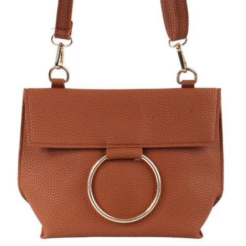 Elegancka torebka wieczorowa z złotymi detalami w kolorze brązu