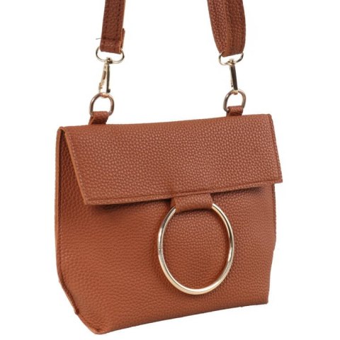 Elegancka torebka wieczorowa z złotymi detalami w kolorze brązu