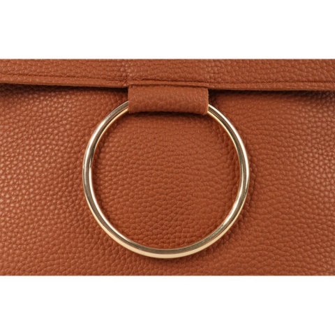 Elegancka torebka wieczorowa z złotymi detalami w kolorze brązu