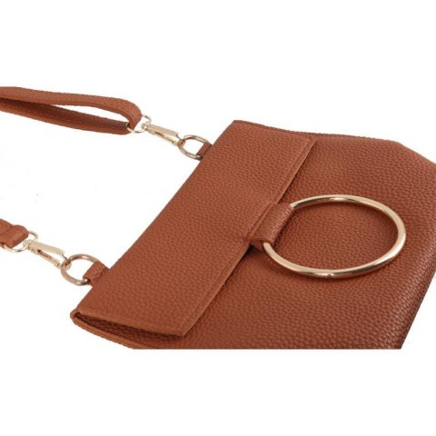 Elegancka torebka wieczorowa z złotymi detalami w kolorze brązu