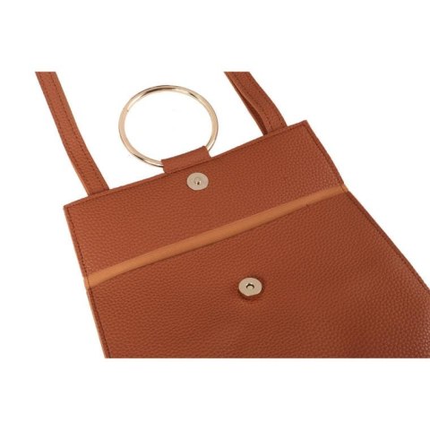 Elegancka torebka wieczorowa z złotymi detalami w kolorze brązu