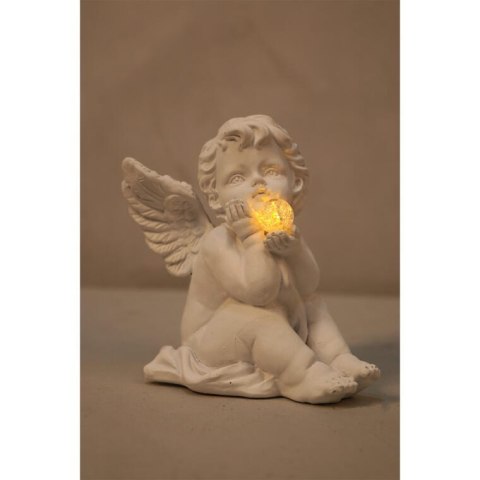Klasyczny świetlny Anioł Stróż- Dekoracja z imitacji gipsu 12 cm