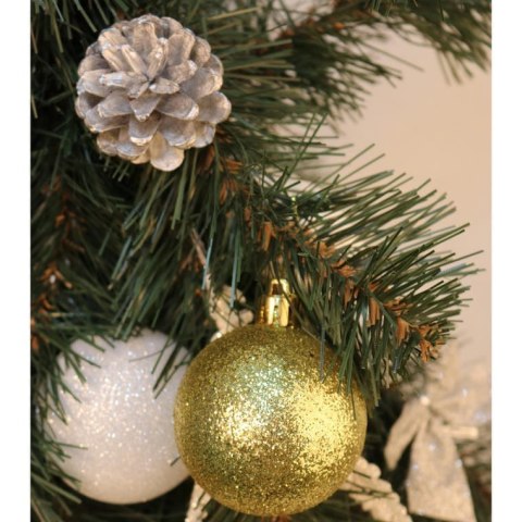Komplet 10 Eleganckich Bombek Świątecznych w Złotym Kolorze - Plastikowych, Odpornych na Zniszczenia
