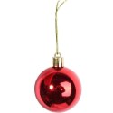 Komplet 12 bombek plastikowych w kolorze czerwonym 6 cm