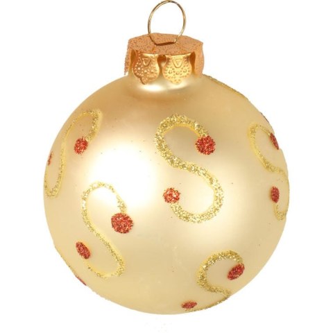 Komplet 12 bombek szklanych mix w kolorze złotym z dekorem