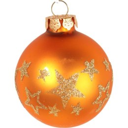 Komplet 16 Pomarańczowych Bombek Szklanych o Wielkości 6 cm - Gładkie, Brokatowe i Dekorowane
