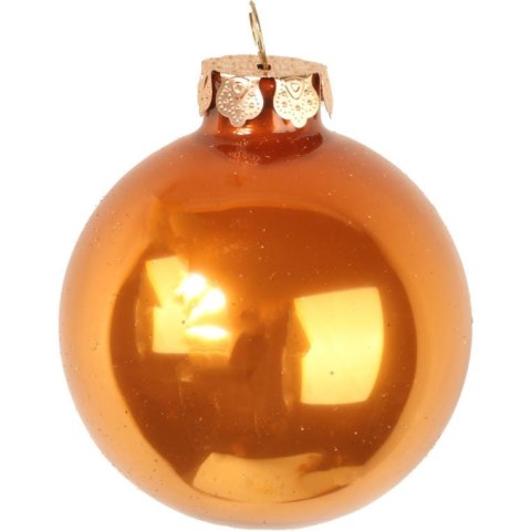 Komplet 16 Pomarańczowych Bombek Szklanych o Wielkości 6 cm - Gładkie, Brokatowe i Dekorowane