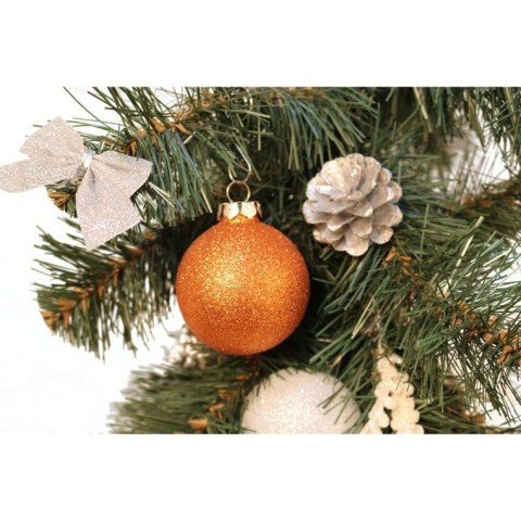 Komplet 16 Pomarańczowych Bombek Szklanych o Wielkości 6 cm - Gładkie, Brokatowe i Dekorowane