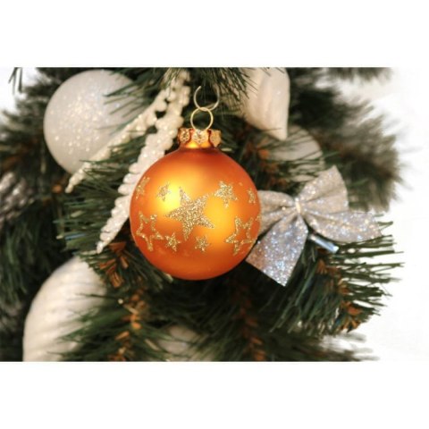 Komplet 16 Pomarańczowych Bombek Szklanych o Wielkości 6 cm - Gładkie, Brokatowe i Dekorowane