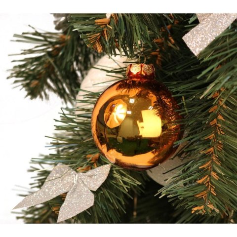 Komplet 16 Pomarańczowych Bombek Szklanych o Wielkości 6 cm - Gładkie, Brokatowe i Dekorowane