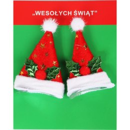 Komplet 2 Czerwonych Spinek do Włosów w Kształcie Czapeczek, 8 cm