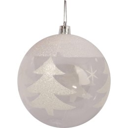 Komplet 2 Przeźroczystych Bombek z Białą Dekoracją, 10cm