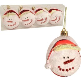 Komplet 4 Plastikowych Bombek w Kształcie Głowy Bałwana