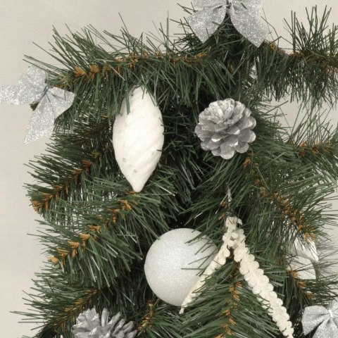 Komplet 6 Białych Bombek Styropianowych w Kształcie Szyszek z Brokatem, 9 cm