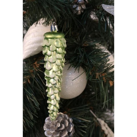 Komplet 6 bombek plastikowych w kształcie szyszek w kolorze błękitno-seledynowym