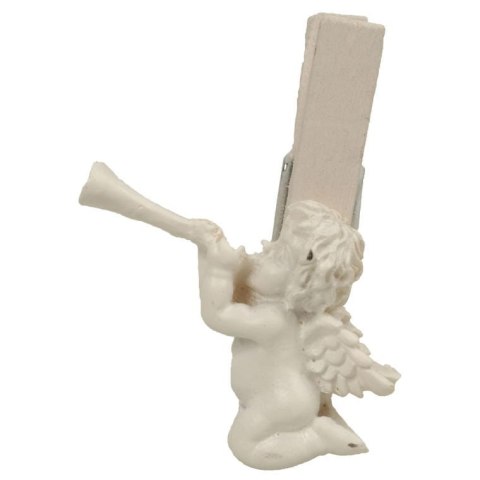 Komplet 8 Białych Klamerek z Aniołkami