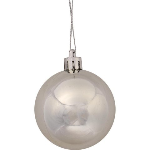 Komplet Czterech Kolorowych Bombek Plastikowych - Niebieska, Czerwona, Złota, Srebrna, 6 cm