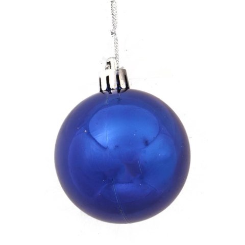 Komplet Czterech Kolorowych Bombek Plastikowych - Niebieska, Czerwona, Złota, Srebrna, 6 cm