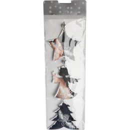 Komplet Trzech Srebrnych Lustrzanych Zawieszek - Anioł, Choinka, Gwiazdka