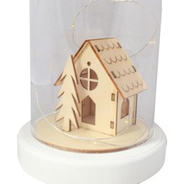 Kopuła ze Szklanym Dioramą Kościół i Choinka z Podświetleniem LED