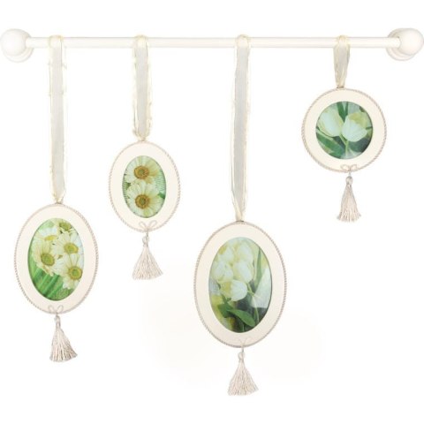 Kreatywny Zestaw 4 Okrągłych Ram na Zdjęcia z Dekoracyjnymi Frędzlami i Wstążkami